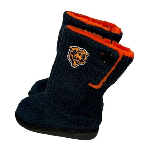 NWT NFL Chicago Bears Forever Collectibles Knit High End Button Boot Slipper S - Picture 3 of 8